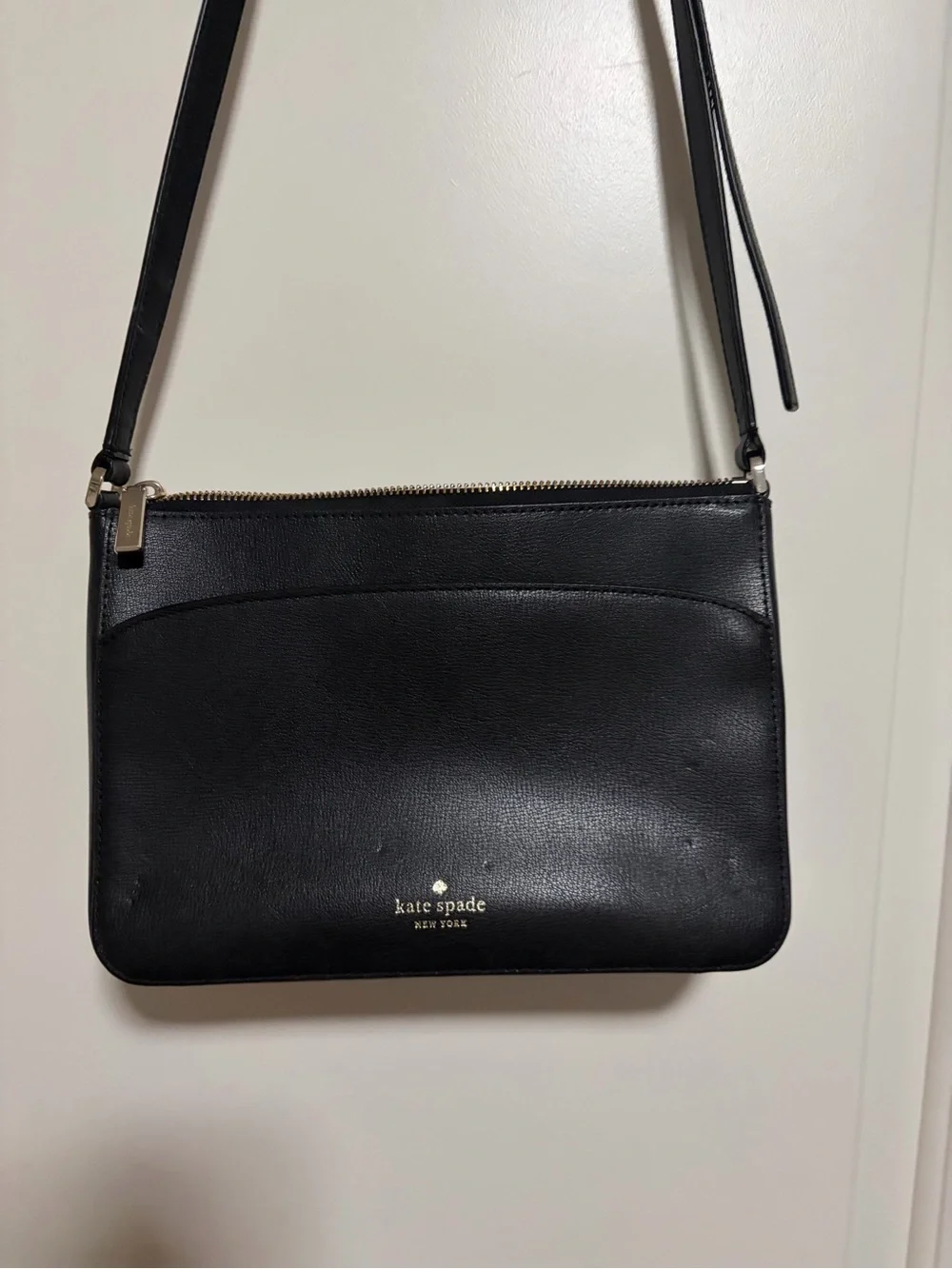 ♠️ kate spade NY Adel Medium Black Leather Crossbody ♠️ Spade Charm♠️